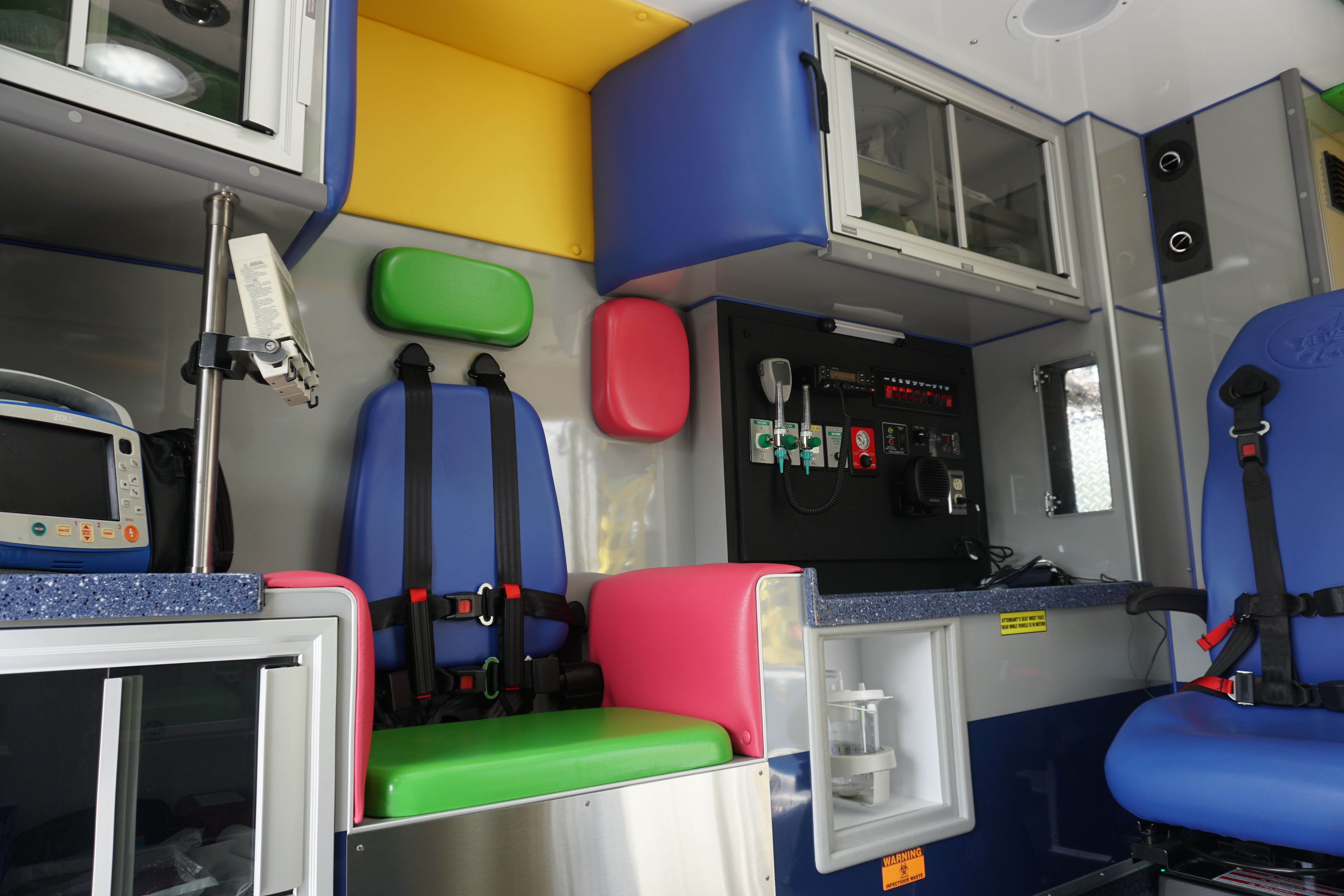 An image of the inside of the WVU Children's ambulance by HealthTeam Critical Care Transport